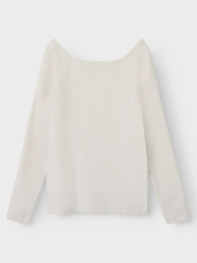 T-shirt slim côtelé à manches longues nkfotilia blanc fille - Name It