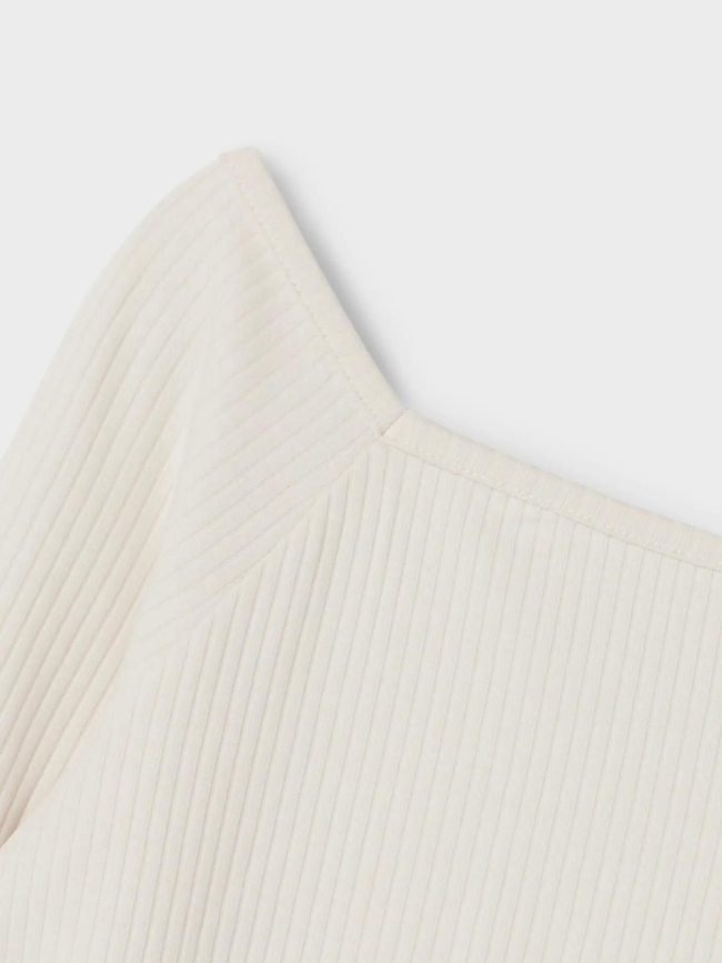 T-shirt slim côtelé à manches longues nkfotilia blanc fille - Name It