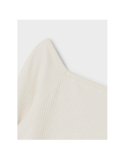 T-shirt slim côtelé à manches longues nkfotilia blanc fille - Name It
