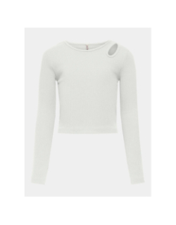 Top à manches longues côtelé kognessa blanc fille - Only
