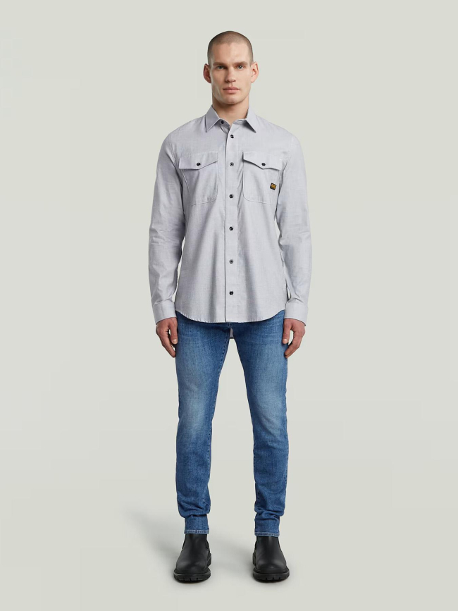 Chemise à carreaux slim fit marine blanc homme - G Star