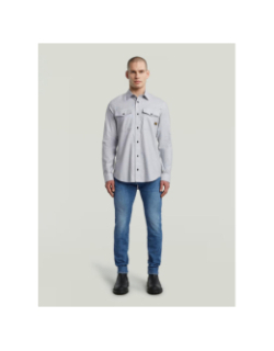 Chemise à carreaux slim fit marine blanc homme - G Star