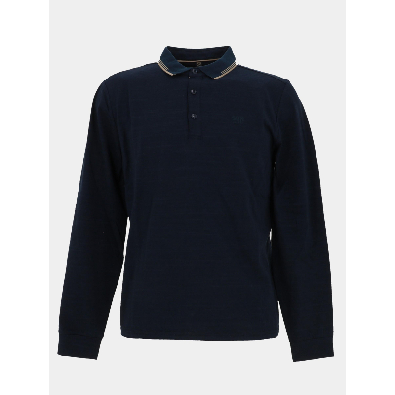 Polo à manches longues basick bleu marine homme - Sun Valley