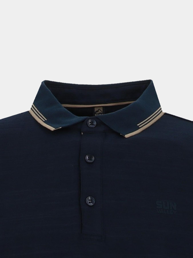 Polo à manches longues basick bleu marine homme - Sun Valley