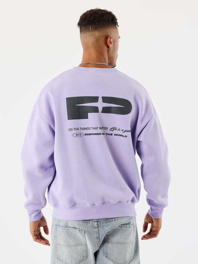 Sweat à col rond life is a game violet homme - Project X Paris