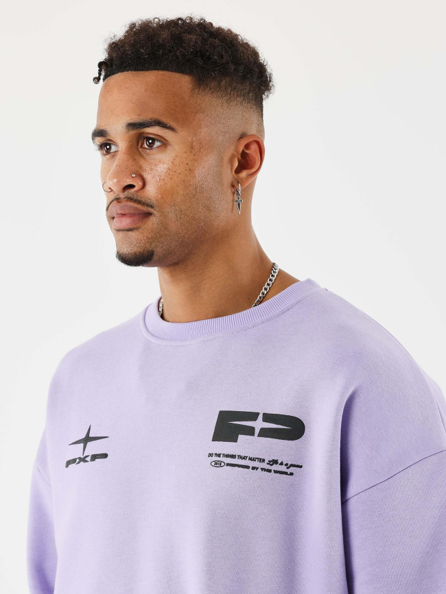 Sweat à col rond life is a game violet homme - Project X Paris