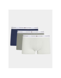 Pack de 3 boxers en coton kaki beige et bleu homme - Tommy Hilfiger