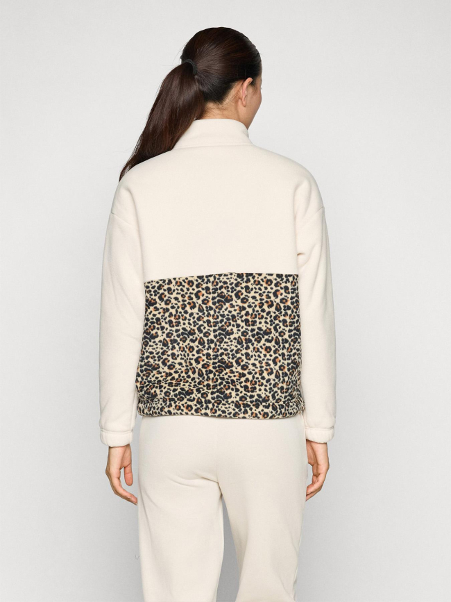 Sweat polaire col zippé léopard beige femme - Puma