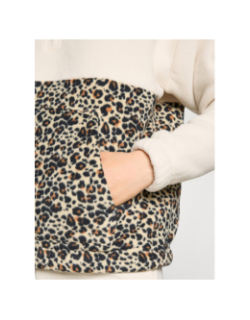 Sweat polaire col zippé léopard beige femme - Puma