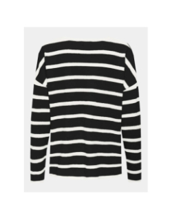 Pull rayé col v amalio noir blanc femme - Only
