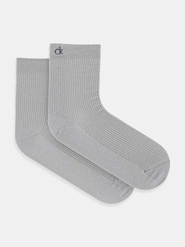 Paire de chaussette basse brillante gris femme - Calvin Klein