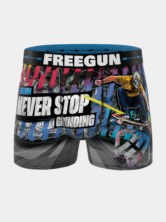 Boxer en microfibre skate bleu homme - Freegun