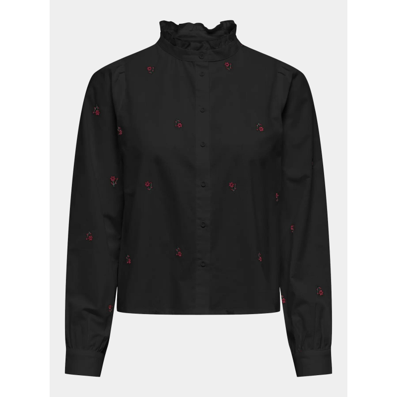 Chemise brodée fleurs camille noir femme - Only