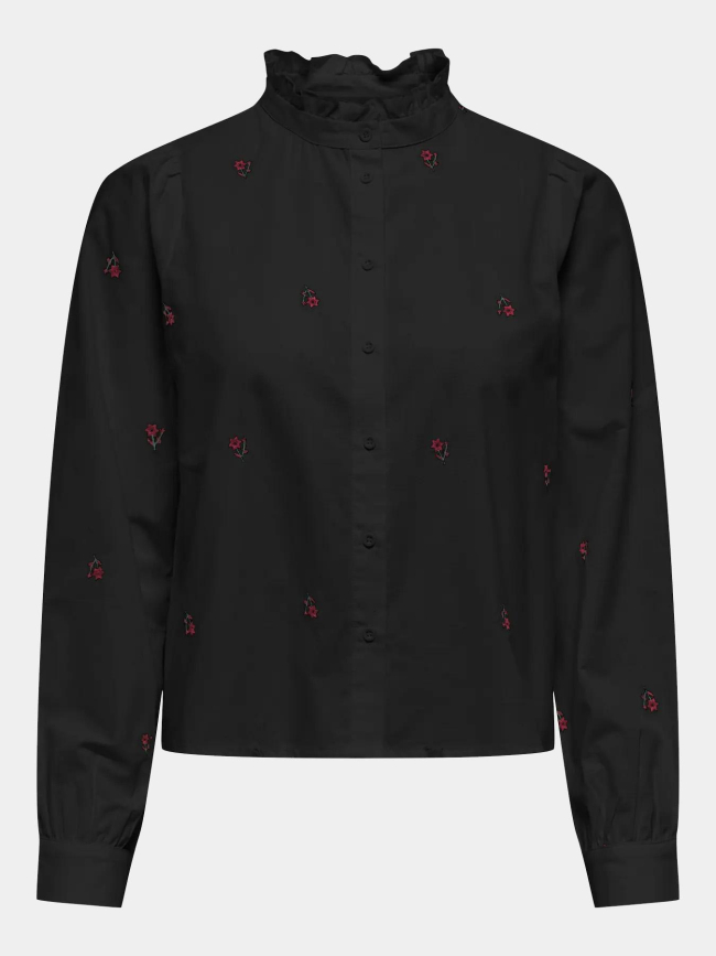 Chemise brodée fleurs camille noir femme - Only