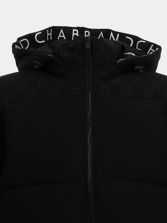 Doudoune à capuche logotée noir homme - Chabrand