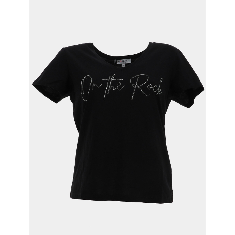 T-shirt à strass dlucas noir femme - Morgan