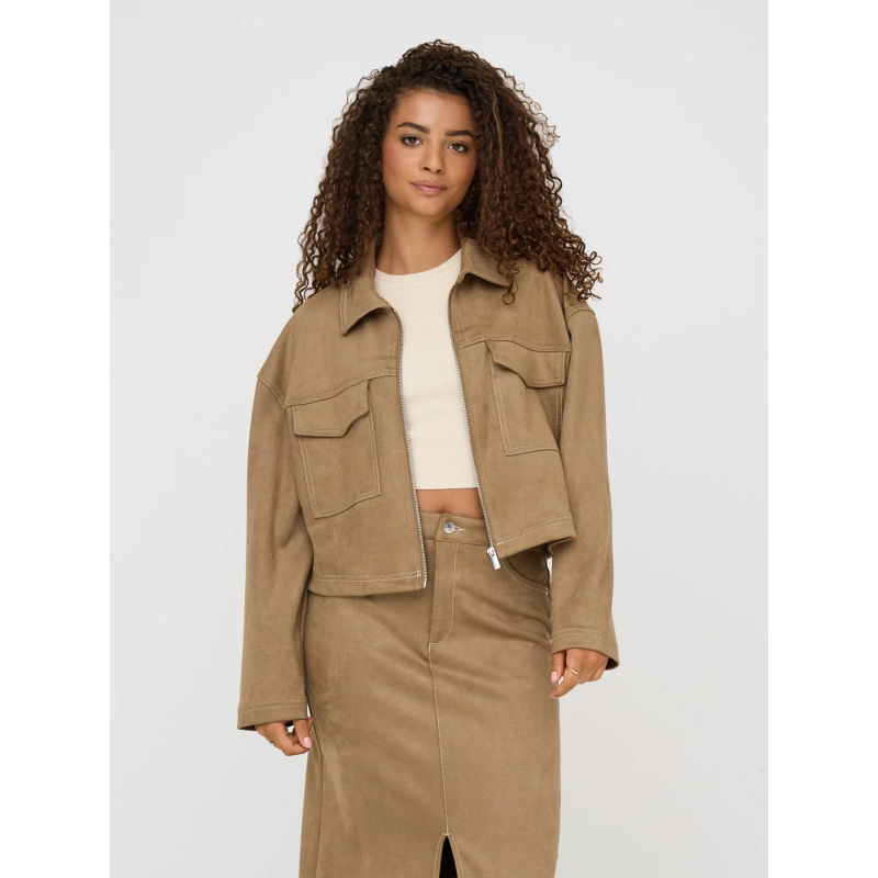 Veste faux suède onlstina life marron femme - Only