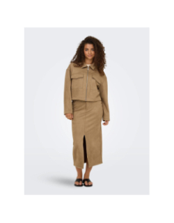 Veste faux suède onlstina life marron femme - Only
