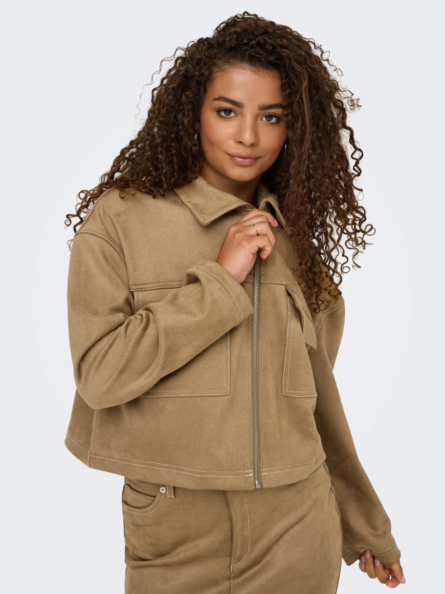 Veste faux suède onlstina life marron femme - Only