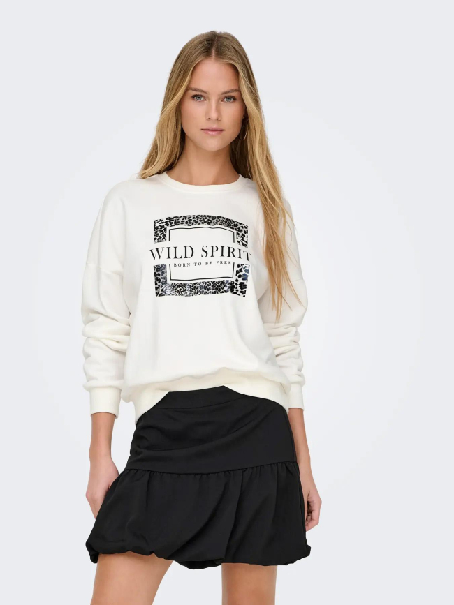 Sweat à col rond onlruna blanc femme - Only
