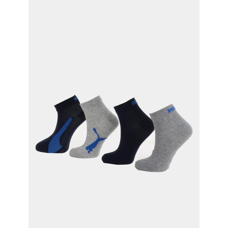 Pack de 4 paires de chaussettes quarter bleu et gris enfant - Puma