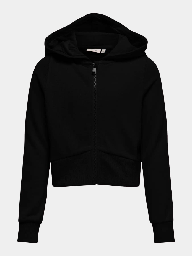 Sweat à capuche zippé court kogbella noir fille - Only