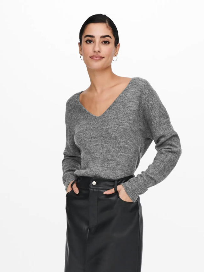 Pull à col v elanora gris femme - JDY