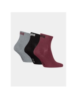 Pack de 3 paires de chaussettes quarter bordeaux noir adulte - Puma