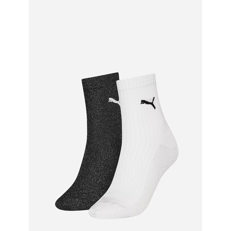 Pack de 2 paires de chaussettes brillantes noir et blanc femme - Puma