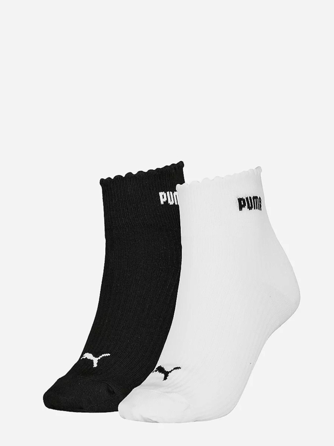 Pack de 2 paires de chaussettes scallop edge blanc et noir femme - Puma