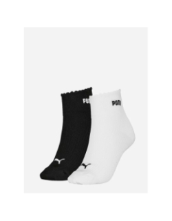 Pack de 2 paires de chaussettes scallop edge blanc et noir femme - Puma