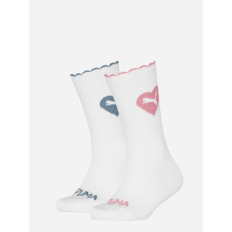 Pack de 2 paires de chaussettes brillantes cœur blanc fille - Puma