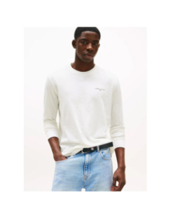 T-shirt à manches longues et logo linéaire blanc homme - Tommy Jeans