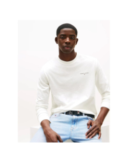 T-shirt à manches longues et logo linéaire blanc homme - Tommy Jeans