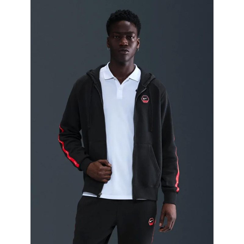 Sweat à capuche zippé nsw cs noir et rouge homme - Nike