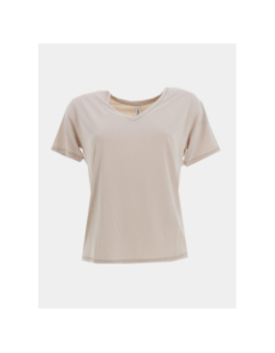 T-shirt col v doré free life beige femme - Only