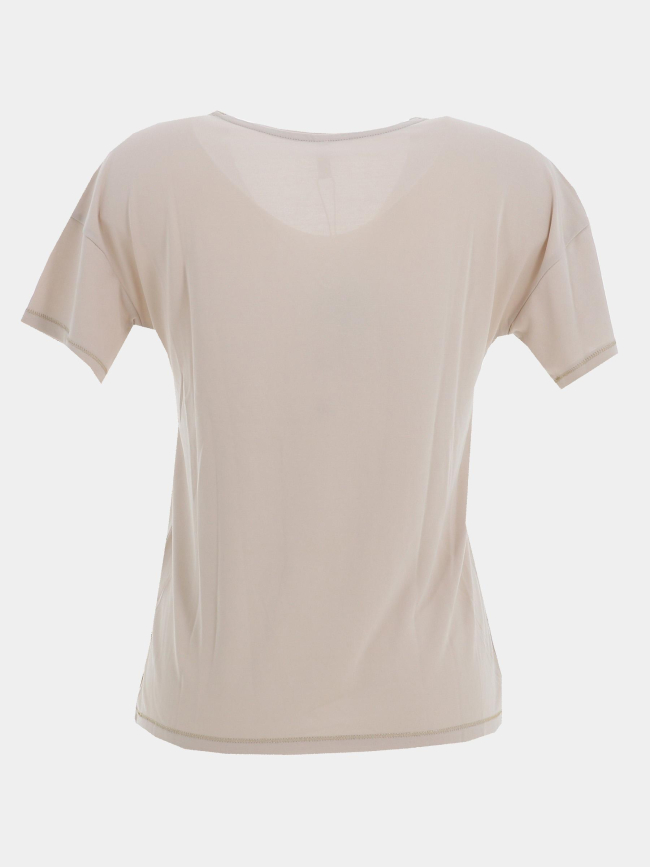 T-shirt col v doré free life beige femme - Only