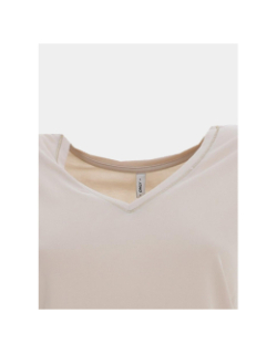 T-shirt col v doré free life beige femme - Only