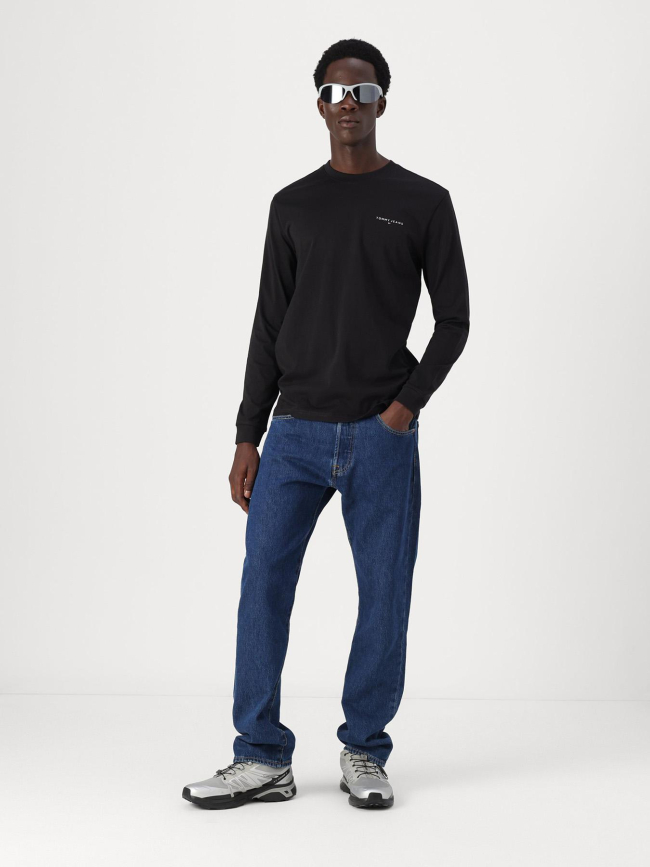 T-shirt à manches longues et logo linéaire noir homme - Tommy Jeans