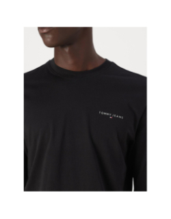 T-shirt à manches longues et logo linéaire noir homme - Tommy Jeans