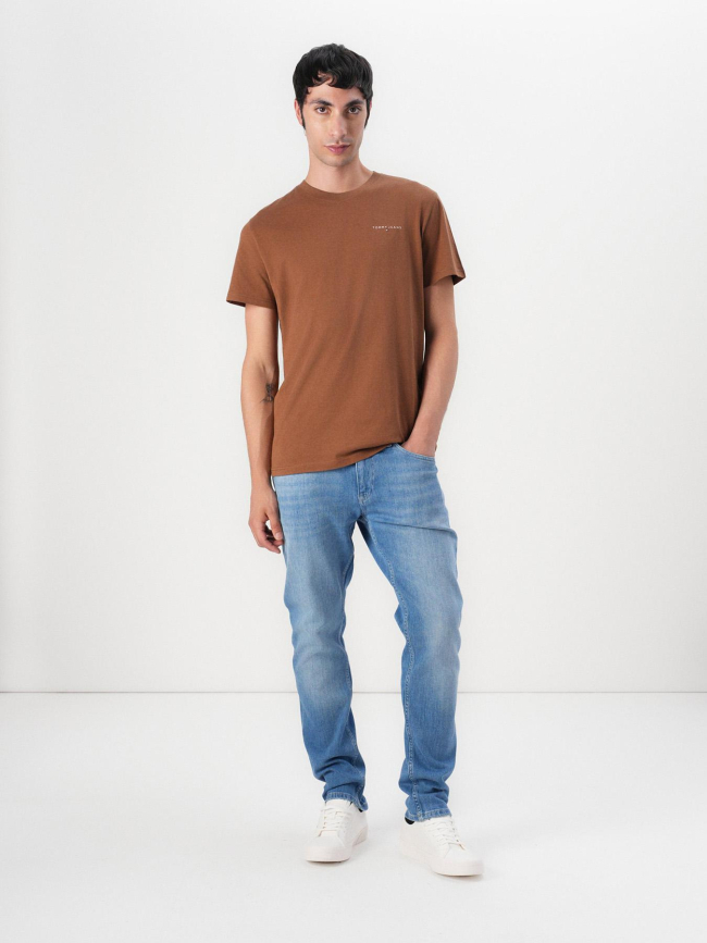 T-shirt ajusté à logo linéaire marron homme - Tommy Jeans