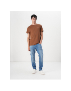 T-shirt ajusté à logo linéaire marron homme - Tommy Jeans