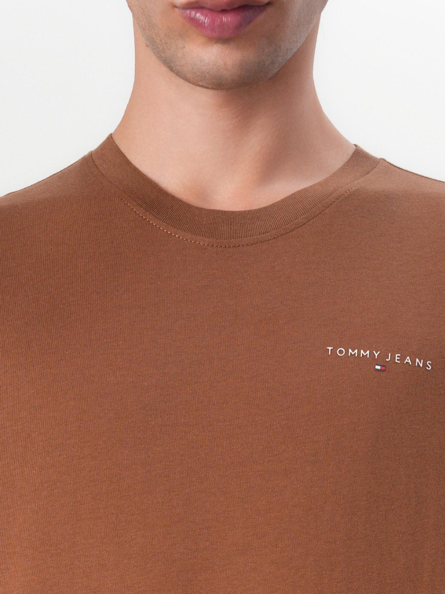T-shirt ajusté à logo linéaire marron homme - Tommy Jeans