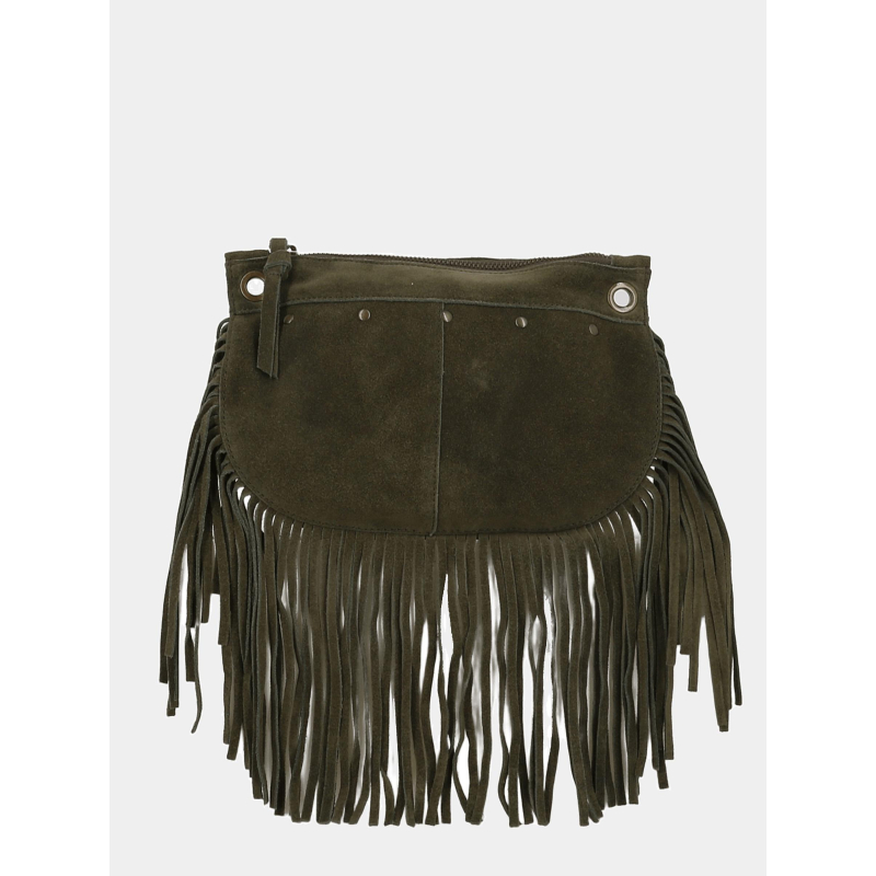 Sac bandoulière pc juliet fringes kaki femme - Pieces
