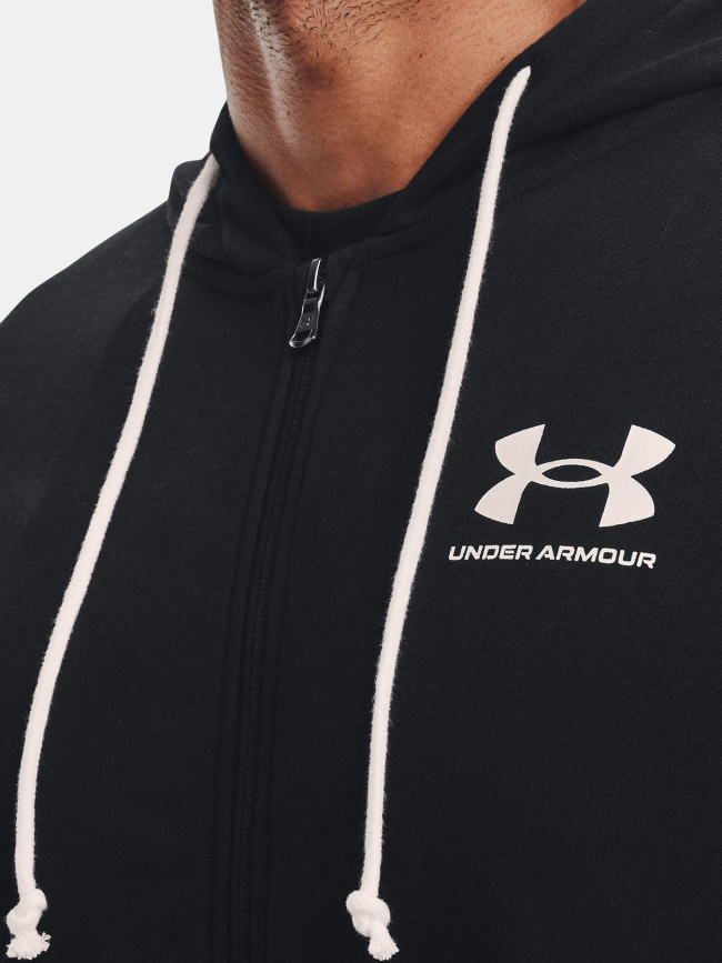 Sweat à capuche zippé rival terry noir homme - Under Armour