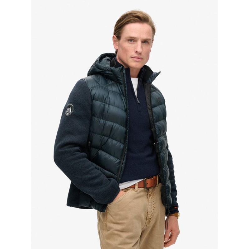 Veste à capuche en maille storm hybrid bleu marine homme - Superdry