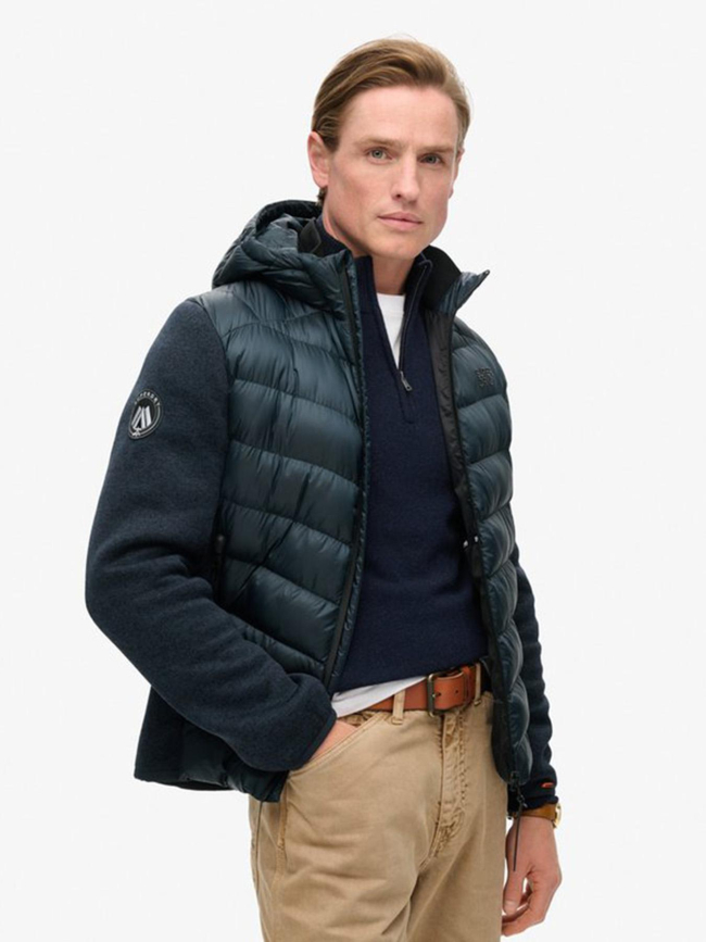 Veste à capuche en maille storm hybrid bleu marine homme - Superdry