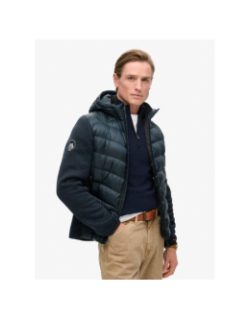 Veste à capuche en maille storm hybrid bleu marine homme - Superdry