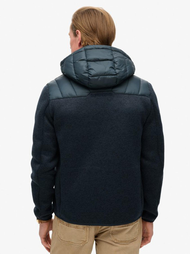 Veste à capuche en maille storm hybrid bleu marine homme - Superdry