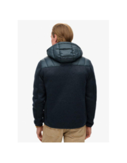 Veste à capuche en maille storm hybrid bleu marine homme - Superdry